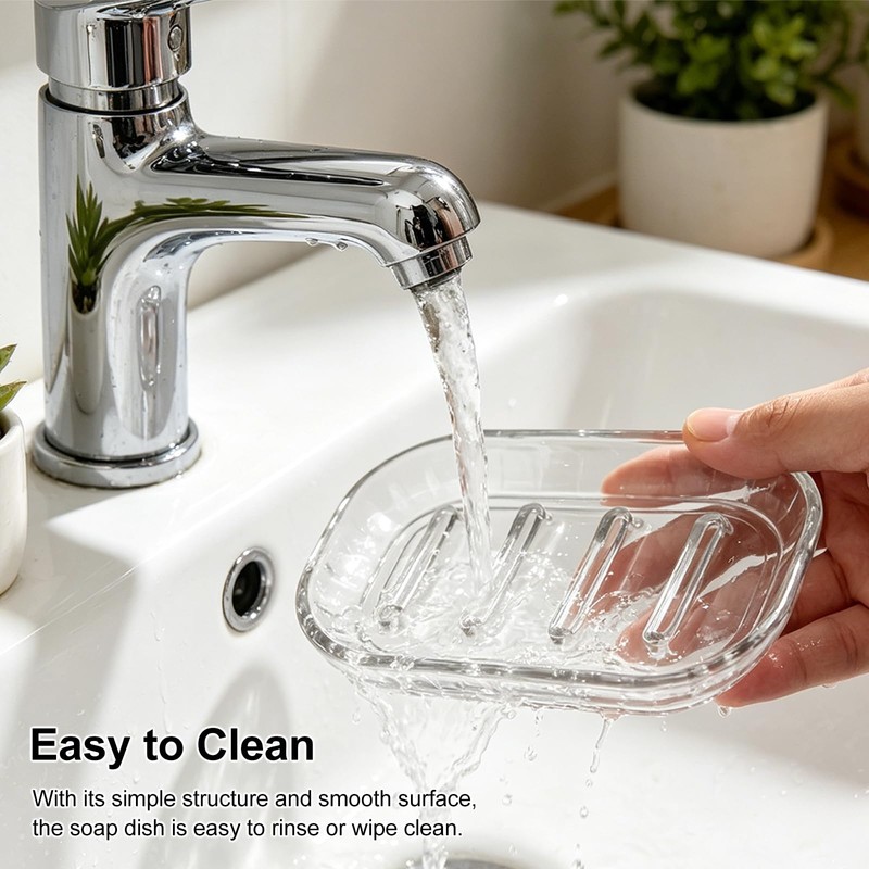 2 Pack Clear Soap Dish Holder for Bar Soap, Bathroom