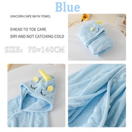 asUwish Baby Hooded Towel, Unique Animal Design Ultra Soft Absorbent and Non-Balling Cotton Baby Bath Towel, for Boy and Girl (Blue)