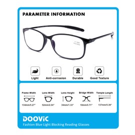 DOOViC Computer Reading Glasses 4 Pack Blue Light Blocking Readers for Women Men Anti Eyestrain Flexible Lightweight Glasses 2.00 Strength