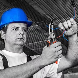 TOOLEAGUE 9-in-1 Wire Stripper Tool, Cable Cutters, C-RV Multifunctional Needle Nose Pliers for Electric Cable Stripping Cutting and Crimping