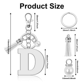 Ximalun Initial Letter Keyring for Women Alphabet Keyring Initial Letter A-Z Keyring Letter Tassel Charm Keyring Initial Letter Keyring for Purse Handbag Christmas Birthday Gift