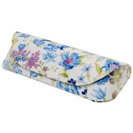 Pearl 092913 Glasses Case Semi-Hard Magnetic HA-136 Botanical Flower Blue