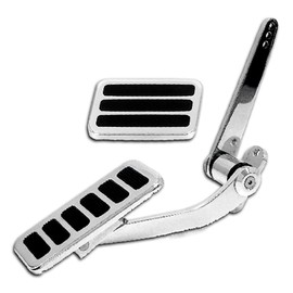 Cobra-Tek Polished Aluminum Street Rod Throttle Gas Pedal & Brake Pad Universal 4-1/8" x 2-1/2" - Chrome.