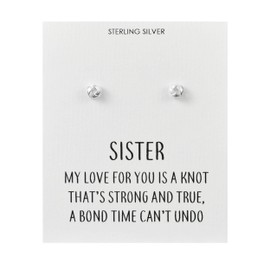 Philip Jones Sterling Silver Sister Quote Knot Earrings