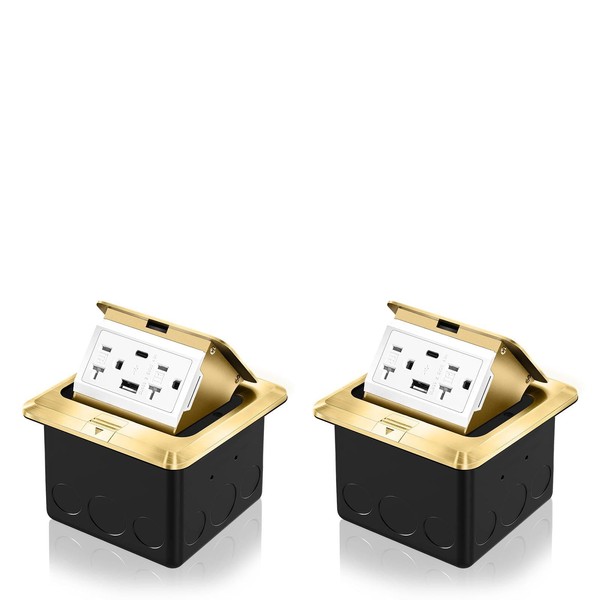 Vagueior Recessed Floor Electrical Outlet Kit,Waterproof Electrical Outlet Covcer Box,Hidden