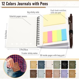 Resurhang 48 Pcs/24 Set Employee Appreciation Gift Dispatcher Volunteer Inspirational A6 Spiral Notebook with Ballpoint Pen Journal Notepad for Teacher Nurse Coworker(Bright Color)