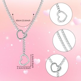 CAIKAILIOR Choker Necklace Women's Necklace, Heart Slip Chain, Silver Heart Chain, Adjustable Stainless Steel Necklace, Gift for Girlfriend, for Women, Girls, Birthday Gift, Wife, Anniversary,