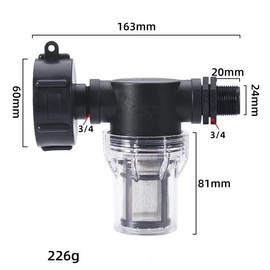 Rainwater Collector - 1000L Tap with Filter and Adapter S60x6 for Garden Hose - and Eco-Friendly 3/4 20x24mm
