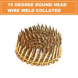 BHTOP 1200 Count Coil Roofing Nails 1-1/4 Inch x .120-Inch for Roofing Nail Gun, 15 Degree Round Head Wire Weld Collated Roofing Nail, Smooth Shank Electro Galvanized Air Nails for Roofs