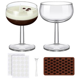 2 Set DIY Espresso Martini Candle Making Gifts Supplies Kit Candle Making Kit for Adults Women Martini Glasses Birthday Party Gifts Coffee Lovers Scented Aesthetic Home Decoration No Candles (Rounded)