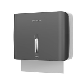 Bertreno Commercial Paper Towel Dispenser Wall Mount Paper Hand Towel Dispenser Large Capacity 200 Multifold/Trifold/C Fold Paper Towel Dispenser Bathroom Adhesive Tissue Dispenser （Black）