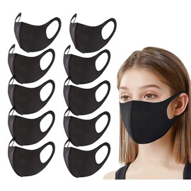 10 Pack Face Mask, Anti Dust Mouth Mask, Unisex Anti-Pollution Facemask, Reusable & Washable Masks for Running, Cycling, Skiing Motorbikes, Outdoor Activities (Black)
