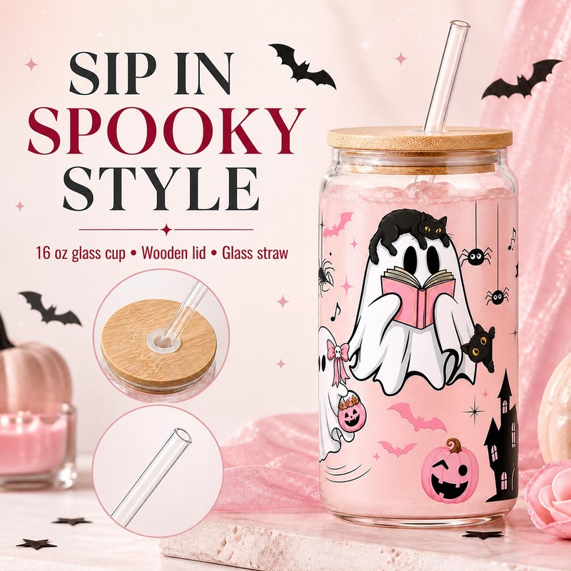 Boo Basket Stuffers for Women Halloween Basket Pink Spooky Basket