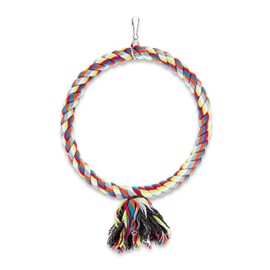 Spoiled Pet® Large Circle Cotton Bird Rope Swing Perch - Made with All Natural Materials - Safe to Climb and Chew - Great for African Grey Parrots, Cockatiels, Parakeets, and Cockatoos