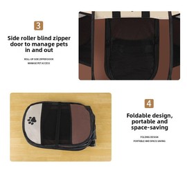 Foldable Pet Playpen with Storage Bag - Heavy-Duty Dog Playpen with Cover, Escape-Proof Kitten Cage & Portable Puppy Pen for Indoor/Outdoor Use (S,Brown)