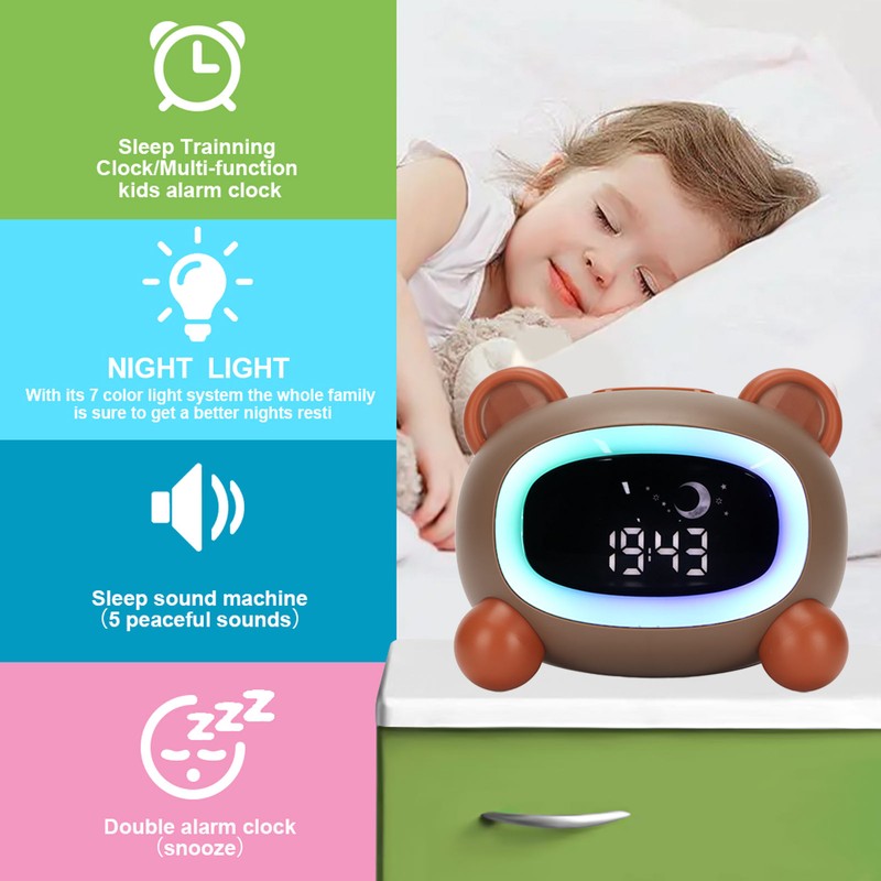 Kids Wake Clock Cartoon Kids Sleep Training Clock with Night