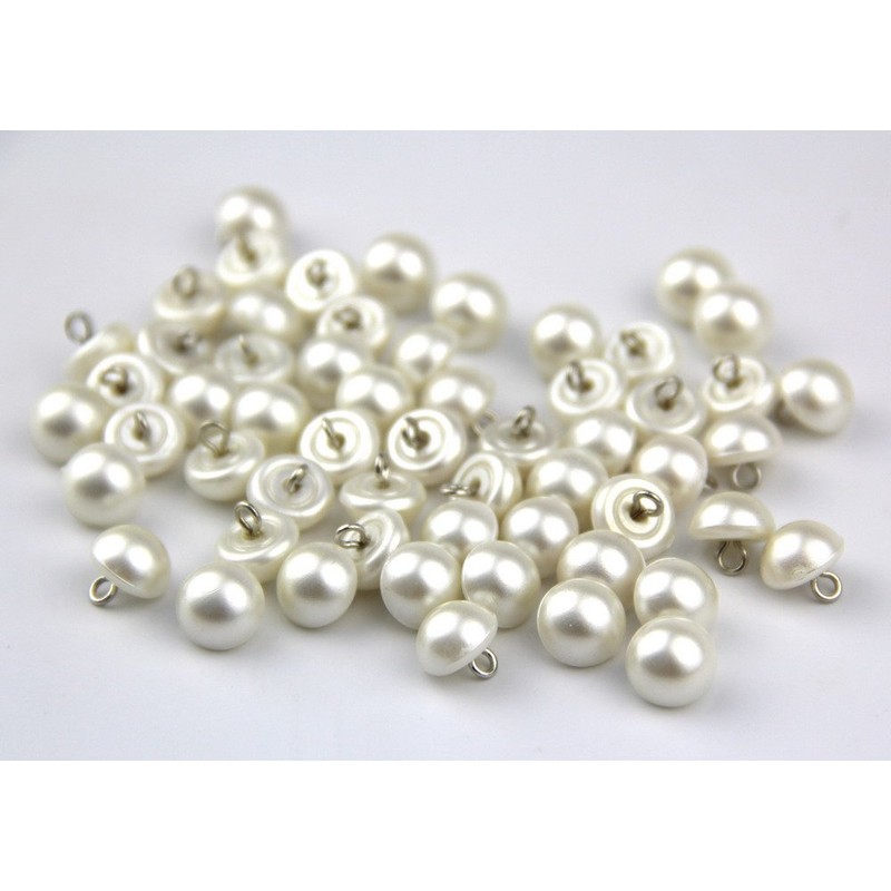 RayLineDo® Pack of 50pcs 10mm White Pearl Bead Cap Half