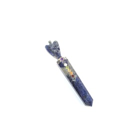 Jet International Sodalite Angel Chakra Wand Stick Approx. 5.5 inch Energized Charged Cleansed Programmed Pure Genuine Stick Free Booklet Crystal Therapy Balancing Image is JUST A Reference
