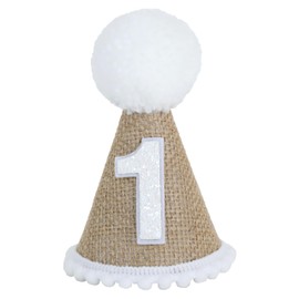 Ereniko Brown Boho Burlap 1st Birthday Hat Boy One Party Cone Hat Baby First Birthday Decorations for Baby Boys Party Hat Photoshoot Props Photo Props