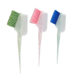 Socobeta 3pcs Double Sided Hair Dye Brush Comb ,Soft Nylon Brush Bristles Professional Salon Hair Highlighting Brush Applicator with Glitter Handle Hairdressing and Shaving
