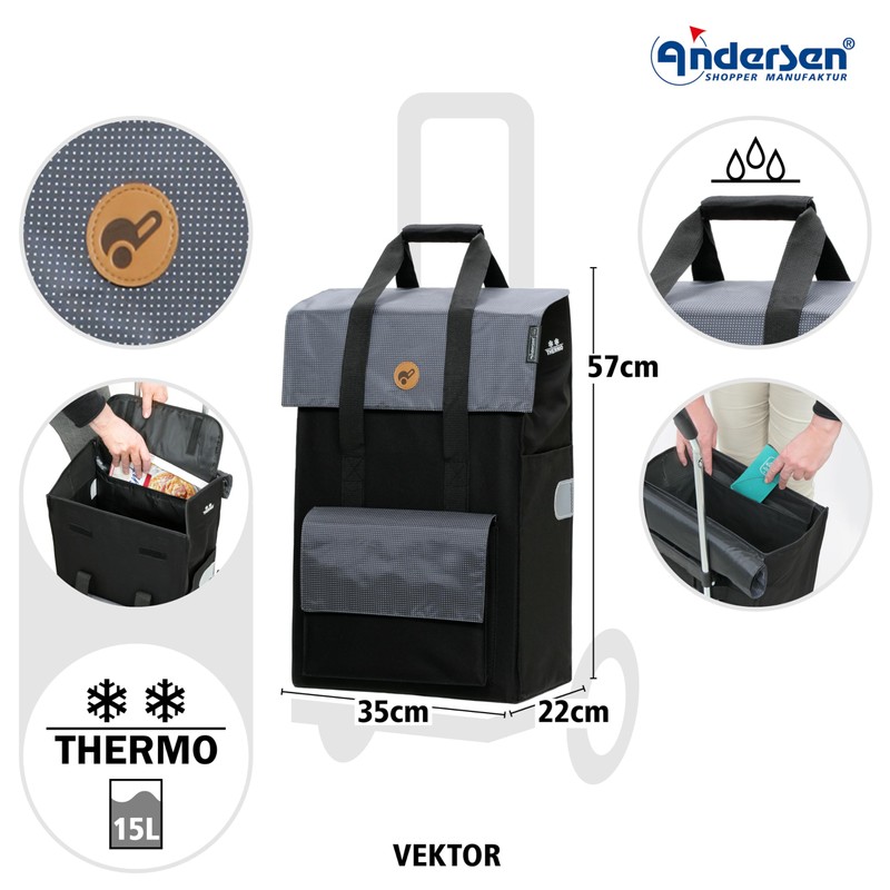 Andersen Shopper Bag Vector 43 Litres Grey with Integrated Thermal