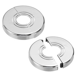 PATIKIL Wall Split Flange 0.8/1/1.3 Inch, 2Pcs 0.4" Thicken Cuttable ABS Round Escutcheon Plate Cover Buckle for Water Pipe Faucet Decoration, Silver