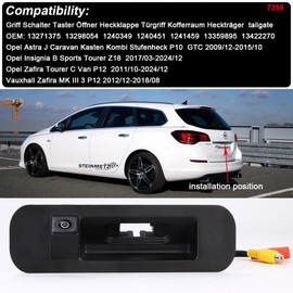 Tailgate Handle Backup Camera,Car Trunk Handle Rear View Camera Replacement for Opel Astra J Caravan Kasten Kombi Stufenheck P10 GTC/Insignia B Sports Tourer Z18 2017/03-2024/12
