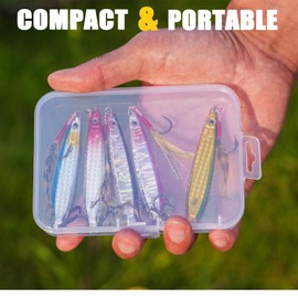 Fishing Spoons Lures Saltwater Jigging Lures with Ultra-Sharp Hooks Micro Jigging Bait for Bass Tuna Salmon Grouper 5PCS