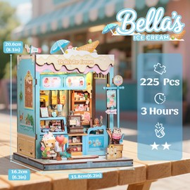 CUTEBEE Book Nook Kit - Wooden Miniature House Kit Ice Cream Theme Style - DIY Craft Set Mini House for Adults, Unique Gifts for Family and Friends (Bella's Ice Cream)