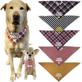 Free Kisses Dog Bandana by Texas Pet Company - Triangle Shape, Folding Options, Adjustable Size, Washable 100% Cotton, Small-Medium-Large Dogs & Puppies (Black/White, Checkered)