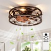 ropelux Caged Ceiling Fan with Lights, Rustic Farmhouse Low Profile