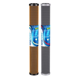 ICEPURE 2.5"x 20" Whole House Water Filter, 2-Stage Water Filtration System Replacement Combo Kit with KDF Cartridge and Activated Carbon Lead Remove Filter, Compatible with C1-20, F3WCB32, 1 PACK