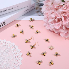 Ouligay 24 Piece Bee Charms Pendant Set Cute Bracelet Charms Pendant for Bracelets Gold Bee Alloy Enamel Chain Pendant Crafts for DIY Necklace Earring Bracelet Jewellery Making
