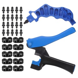 sourcing map 32pcs Drip Irrigation Tubing Hole Punch Kit 3mm 2-in-One Hole Punching Tool with 1/4 Inch Insertion Fitting 8-shaped End Cap for Laying Branch Drip Pipes