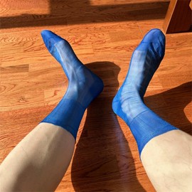 Nanxson 5/10 Pairs Men's Ultra Thin Socks Sheer Casual Sock Dress Socks (5 Pairs x A glossy multicolor)