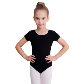 WEGETIT Leotards for Girls Gymnastics Toddler Ballet Leotard Girls Dance Shirts (Black,6-8Years)