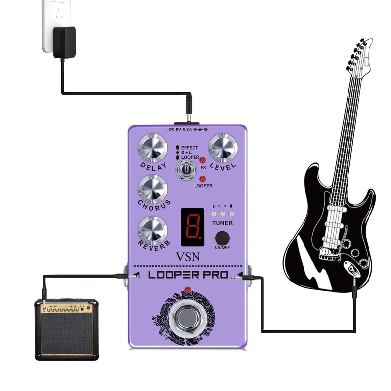 VSN Multi Effect Pedal with Delay Tuner Chorus Reverb Looper