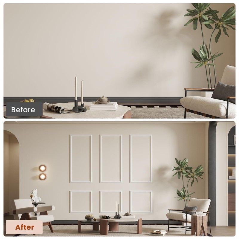 SmartStandard Pre-Cut Wall Molding Kit, 6-Frame Wainscoting Panels for Interior