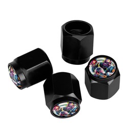 Buyidec Colorful Bulldog Tire Valve Stem Caps Aluminum Black Stem Tire Valve Caps Universal Stem Covers for Cars SUVs Trucks Bikes Motorcycles Bicycles (4 Pack)