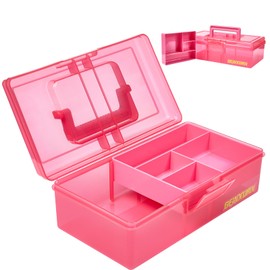 Geinxurn 260 Waterproof Small Storage Parts Organizer, Red Portable Plastic Box with Removable Dividers, Screwdriver Bit Set Box