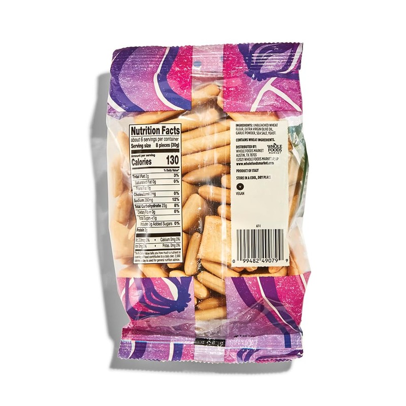 Whole Foods Market, Rustic Italian Crackers, Garlic & Sea Salt,