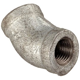 Anvil 8700126504, Malleable Iron Pipe Fitting, 45 Degree Elbow, 1/4" NPT Female, Galvanized Finish