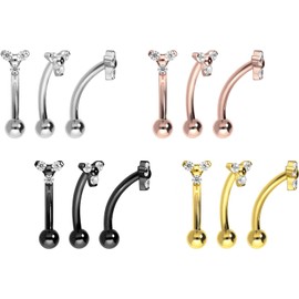 PIERCINGLINE Titanium Banana with Push Fit Crystal Flower Piercing Ear Nose Choice of Colours and Sizes, Titanium