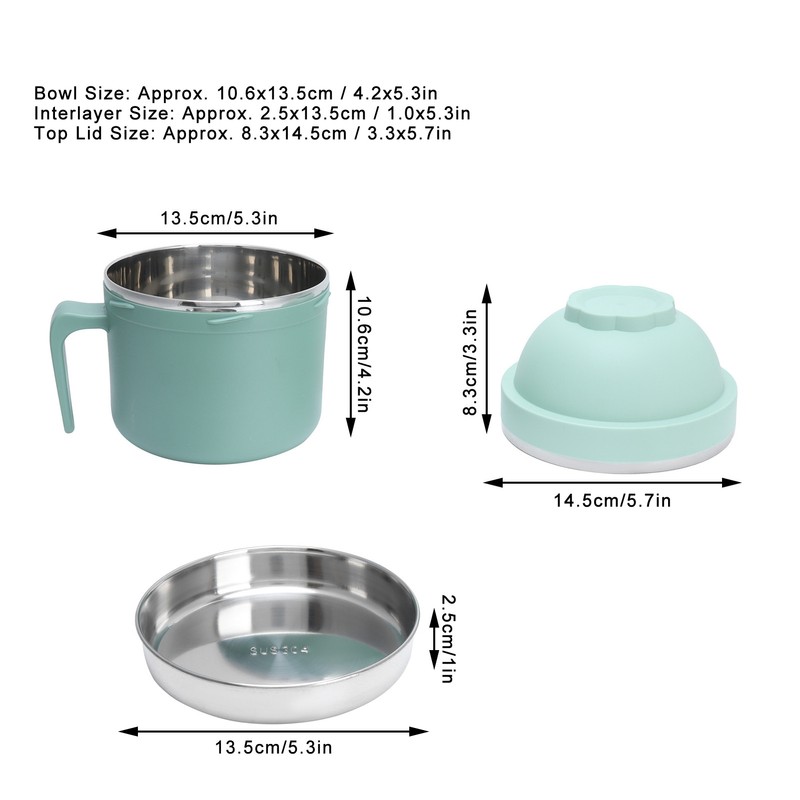 Portable Lunch Box Double Layer Thermal Noodle Bowl with Handle