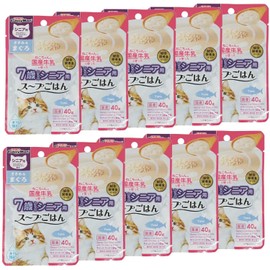 CattyMan Cat Soup with Domestic Milk, Scissors & Tuna, Seniors, 1.4 oz (40 g) x 10 Bags