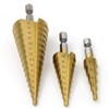 Mengshen HSS Step Cone Drill Set 3-Piece Set 4-12mm/4-20mm/4-32mm, Titanium