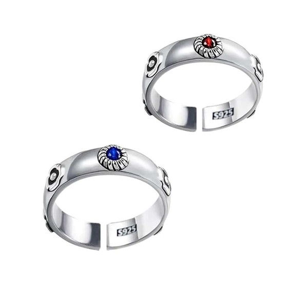 Ealipoi Moving Castle Rings Anime Cosplay Sophie Cosplay Rings Alloy Red and Blue Adjustable Accessories Gift for Women Men, M, Metal, goldstone