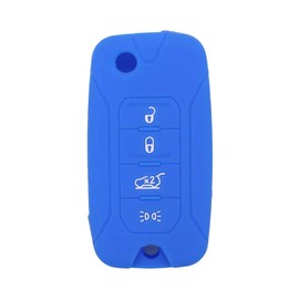 SEGADEN Silicone Cover Protector Case Holder Skin Jacket Compatible with JEEP Renegade 4 Button Flip Remote Key Fob CV4757 Deep Blue
