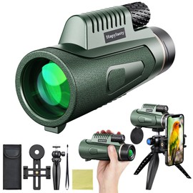 Hapylasty 12x50 HD Monocular Telescope with Smartphone Adapter, Upgraded Tripod, High Power Monocular with Clear Low Light Vision for Adults, FMC BAK4 Prism, Gear for Hunting Bird Watching