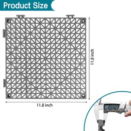 Interlocking Drainage Tiles, Drainage Mat PVC Non-Slip Splicing Modular Intenocking Cushion for Deck, Shower, Kitchen, Patio, Balcony, Indoor Outdoor (Gray, 11.8 in x 11.8 in x 12p)